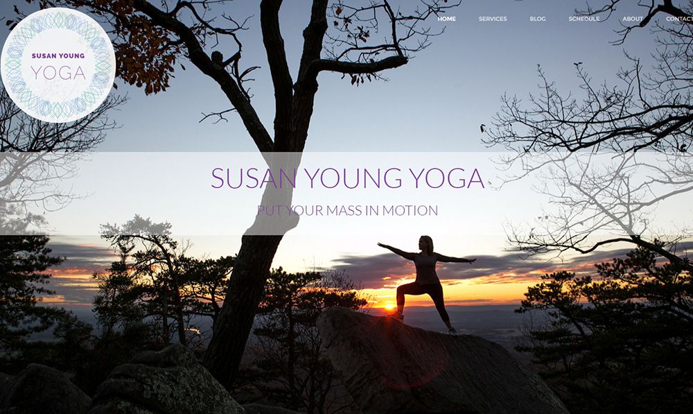 Susan Young Yoga home page screenshot