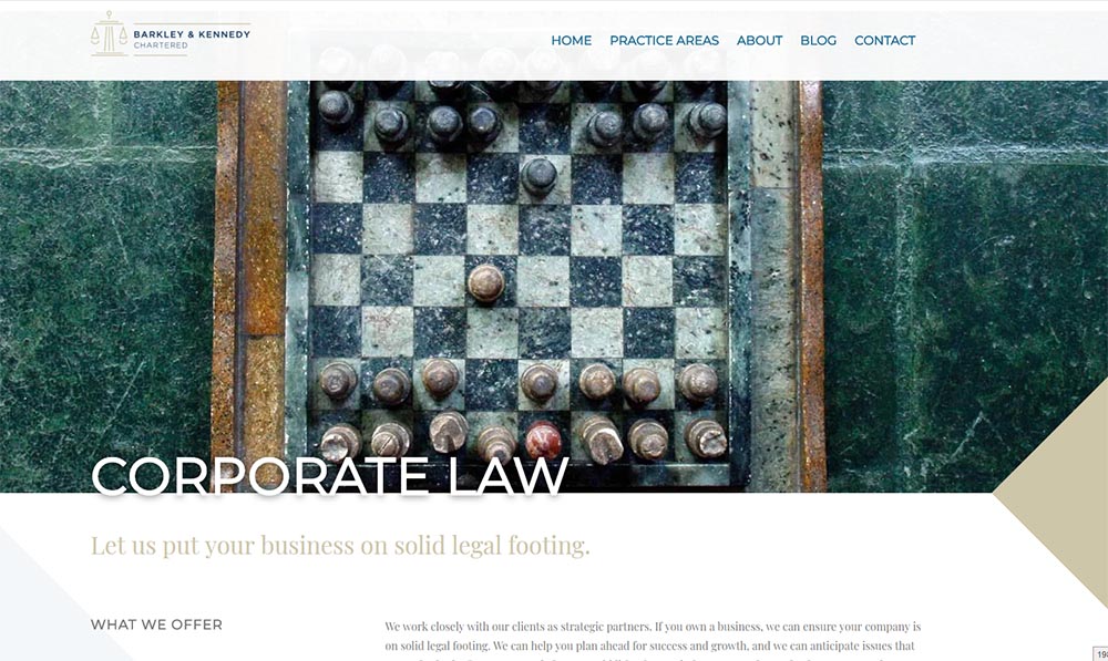Barkley & Kennedy Corporate Law page screenshot